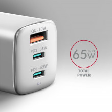 MOBILIOJO ĮKROVIKLIS SIENINIS USB 65W / GAN 3 PRIEVADŲ ACU-DPQ65W AXAGON