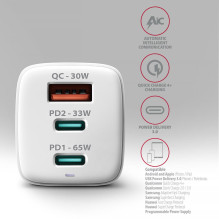 MOBILE CHARGER WALL USB 65W / GAN 3PORT ACU-DPQ65W AXAGON