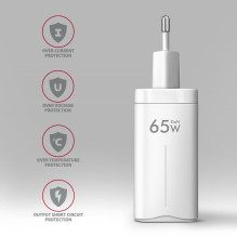 MOBILIOJO ĮKROVIKLIS SIENINIS USB 65W / GAN 3 PRIEVADŲ ACU-DPQ65W AXAGON