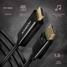 DP KABELIS Į HDMI 1.8M / RVD-HI14C2 AXAGON