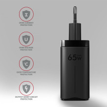 MOBILIOJO ĮKROVIKLIS SIENINIS USB 65W / GAN 3 PRIEVADŲ ACU-DPQ65 AXAGON