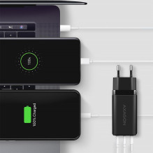 MOBILIOJO ĮKROVIKLIS SIENINIS USB 65W / GAN 3 PRIEVADŲ ACU-DPQ65 AXAGON