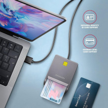 KORTELIŲ SKAITYTUVAS PLOKŠČIAS IŠMANIOSIOS KORTELĖS / ID / USB2.0 1.3M CRE-SM3T AXAGON