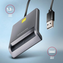 KORTELIŲ SKAITYTUVAS PLOKŠČIAS IŠMANIOSIOS KORTELĖS / ID / USB2.0 1.3M CRE-SM3T AXAGON