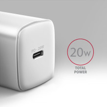 MOBILE CHARGER WALL USB-C 20W / 1PORT WHITE ACU-PD20W AXAGON