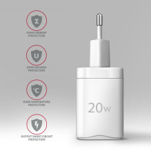 MOBILE CHARGER WALL USB-C 20W / 1PORT WHITE ACU-PD20W AXAGON