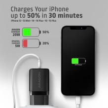 MOBILIOJO ĮKROVIMO SIENĖ USB-C 20W / 1PORT BLACK ACU-PD20 AXAGON