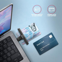 KIŠENINIS KORTELIŲ SKAITYTUVAS IŠMANIOSIOS KORTELĖS / USB-C CRE-SMPC AXAGON
