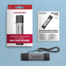 ATMINTIES SKAITYTUVAS USB-C+USB3.2 2SL / SD / MICROSD CRE-DAC AXAGON