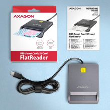 KORTELĖS SKAITYTOJAS PLOKŠTAS SMARTCARD / ID / USB-C 1.3M CRE-SM3TC AXAGON