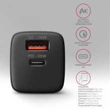 MOBILE CHARGER WALL USB 20W / 2PORT BLACK ACU-PQ20 AXAGON