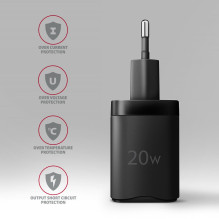 MOBILIOS ĮKROVIKLIO SIENINIS USB 20W / 2 PRIEVADŲ JUODAS ACU-PQ20 AXAGON