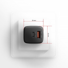 MOBILE CHARGER WALL USB 20W / 2PORT BLACK ACU-PQ20 AXAGON