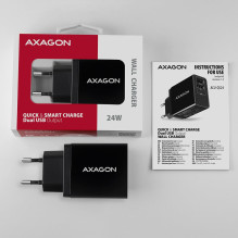 MOBILE CHARGER WALL USB 24W / 2PORT ACU-QS24 AXAGON MOBILE CHARGER WALL USB 24W / 2PORT ACU-QS24 AXAGON