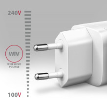 MOBILIOS ĮKROVIKLIO SIENINIS USB 20W / 2 PRIEVADŲ BALTASIS ACU-PQ20W AXAGON
