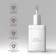 MOBILE CHARGER WALL USB 20W / 2PORT WHITE ACU-PQ20W AXAGON