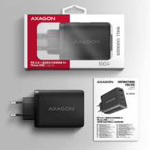 MOBILE CHARGER WALL USB 100W / GAN 3PORT ACU-DPQ100 AXAGON