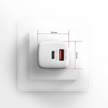 MOBILIOS ĮKROVIKLIO SIENINIS USB 20W / 2 PRIEVADŲ BALTASIS ACU-PQ20W AXAGON