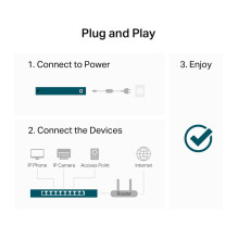 Komutatorius, TP-LINK, Komutatoriaus tipas: nevaldomas, 24xRJ-45 prievadai, RJ-45 prievadų tipas: gigabito eternetas (10