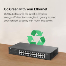Komutatorius, TP-LINK, Komutatoriaus tipas: nevaldomas, 24xRJ-45 prievadai, RJ-45 prievadų tipas: gigabito eternetas (10