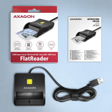 KORTELĖS SKAITYTOJAS PLOKŠTAS SMARTCARD 4SL / USB2.0 1.3M CRE-SM3SD AXAGON