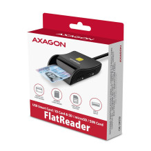 KORTELĖS SKAITYTOJAS PLOKŠTAS SMARTCARD 4SL / USB2.0 1.3M CRE-SM3SD AXAGON