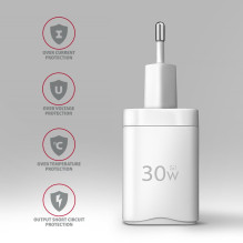 MOBILE CHARGER WALL USB-C 30W / 1PORT WHITE ACU-PD30W AXAGON