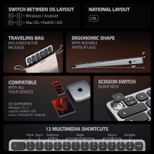 KEYBOARD + I / O HUB 9IN1 / 0.6M HMC-KB-CRL AXAGON