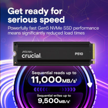 SSD, CRUCIAL, P510, 2TB, M.2, PCIe Gen5, NVMe, TLC, Įrašymo greitis 8700 MB/s, Skaitymo greitis 10000 MB/s, TBW 1200 TB,