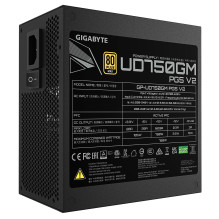 Power Supply, GIGABYTE, UD750GM PG5 V2, ATX 3.1, 750 Watts, Efficiency 80 PLUS GOLD, PFC Active, MTBF 100000 hours, GP-U