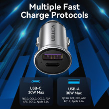 MOBILIOS ĮKROVIKLIS AUTOMOBILIUI USB / 2P PILKAS FFBH0 VENTION MOBILIOS ĮKROVIKLIS AUTOMOBILIUI USB / 2P PILKAS FFBH0 VENTION