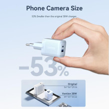 MOBILIOS ĮKROVIKLIO SIENINIS ĮKROVIKLIS 30W USB / 2P BALTA FEQW0-EU VENTION