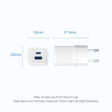 MOBILIOS ĮKROVIKLIO SIENINIS ĮKROVIKLIS 30W USB / 2P BALTA FEQW0-EU VENTION