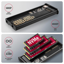 SSD ACC ENCLOSURE M.2 NVME / SATA USB3.2 EEM2-SD2 AXAGON