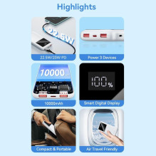 POWER BANK USB 10000MAH 22.5W / USB WHITE FHKW0 VENTION POWER BANK USB 10000MAH 22.5W / USB WHITE FHKW0 VENTION