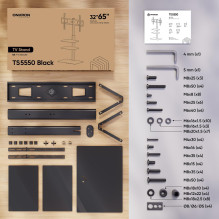TV SET ACC FLOOR STAND / 32-65" / BLACK TS5550-B ONKRON TV SET ACC FLOOR STAND / 32-65" / BLACK TS5550-B ONKRON