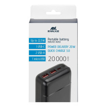 POWER BANK USB 20000MAH / VA2102 BLACK RIVACASE POWER BANK USB 20000MAH / VA2102 BLACK RIVACASE
