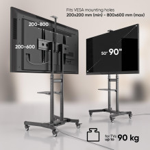 Televizoriaus priedas, mobilusis stovas / 50–90' / juodas TS1891-B ONKRON Televizoriaus priedas, mobilusis stovas / 50–90' / juodas TS1891-B ONKRON
