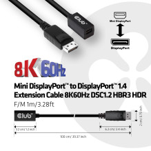 CABLE MINI DP TO DP 1M / M / F CAC-1120 CLUB3D
