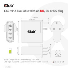 MOBILUSIS KELIONINIS ĮKROVIKLIS USB-C / 100W CAC-1912EU CLUB3D