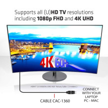 CABLE HDMI TO HDMI 2M / M / M CAC-1360 CLUB3D