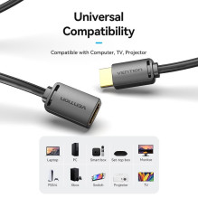 CABLE HDMI MALE / FEMALE 4K / 1M BLACK AHCBF VENTION CABLE HDMI MALE / FEMALE 4K / 1M BLACK AHCBF VENTION