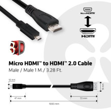 CABLE MICRO HDMI TO HDMI 1M / M / M CAC-1351 CLUB3D CABLE MICRO HDMI TO HDMI 1M / M / M CAC-1351 CLUB3D