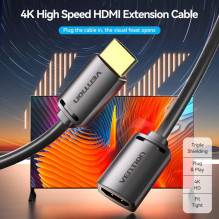 CABLE HDMI MALE / FEMALE 4K / 2M BLACK AHCBH VENTION