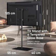 TV PRIEDŲ GRINDŲ STOVAS / 30-60' / JUODAS TS5065-B ONKRON TV PRIEDŲ GRINDŲ STOVAS / 30-60' / JUODAS TS5065-B ONKRON