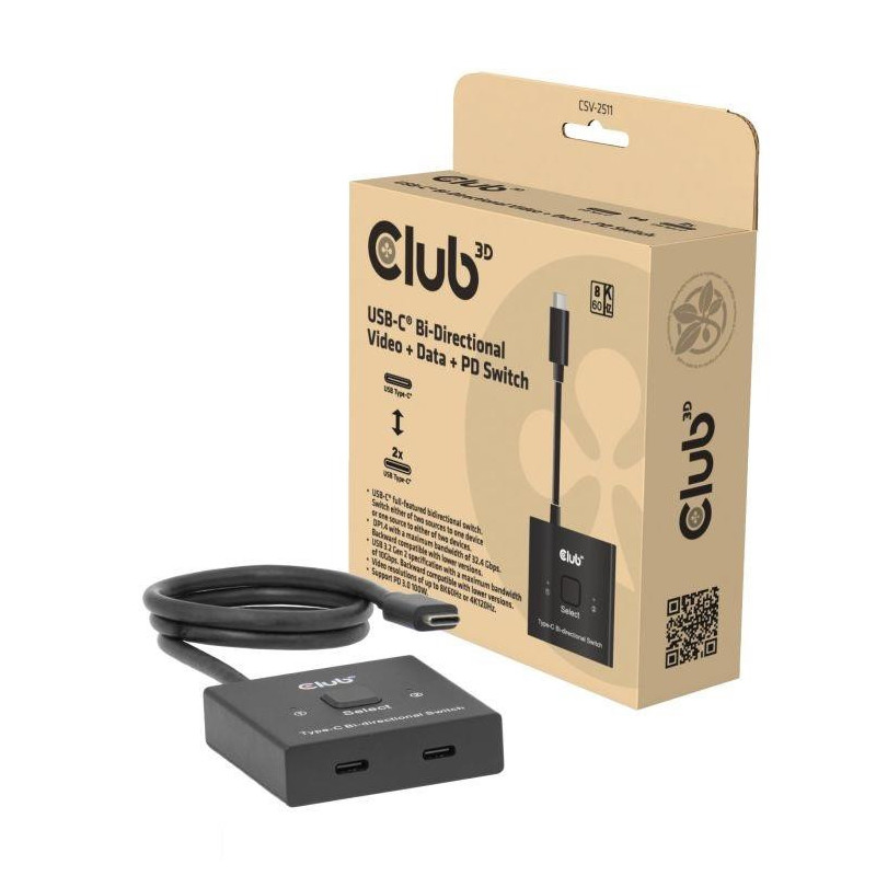 VAIZDO JUNGTIKLIS USB-C 2 PRIEVADŲ / CSV-2511 CLUB3D