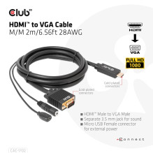 CABLE HDMI TO VGA 2M / M / M CAC-1712 CLUB3D CABLE HDMI TO VGA 2M / M / M CAC-1712 CLUB3D