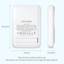 POWER BANK USB 5000MAH 20W / WHITE FHSW0 VENTION