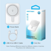 POWER BANK USB 5000MAH 20W / WHITE FHSW0 VENTION