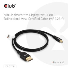 CABLE MINI DP TO DP 1M / M / M CAC-1116 CLUB3D CABLE MINI DP TO DP 1M / M / M CAC-1116 CLUB3D